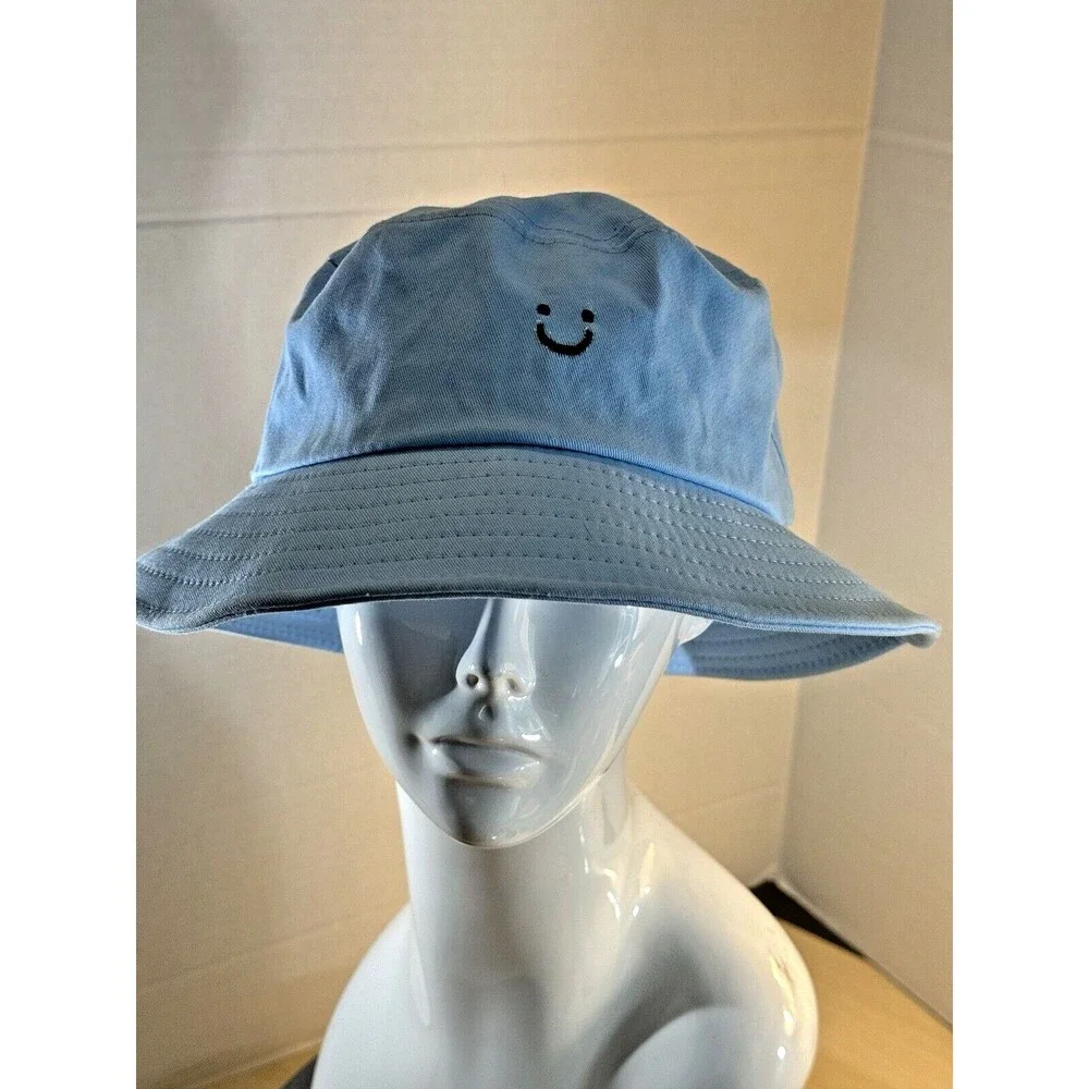 Baby Blue Bucket Hat OSFM NEW Y2K Hip Hop NEW No Tags Smiley Face